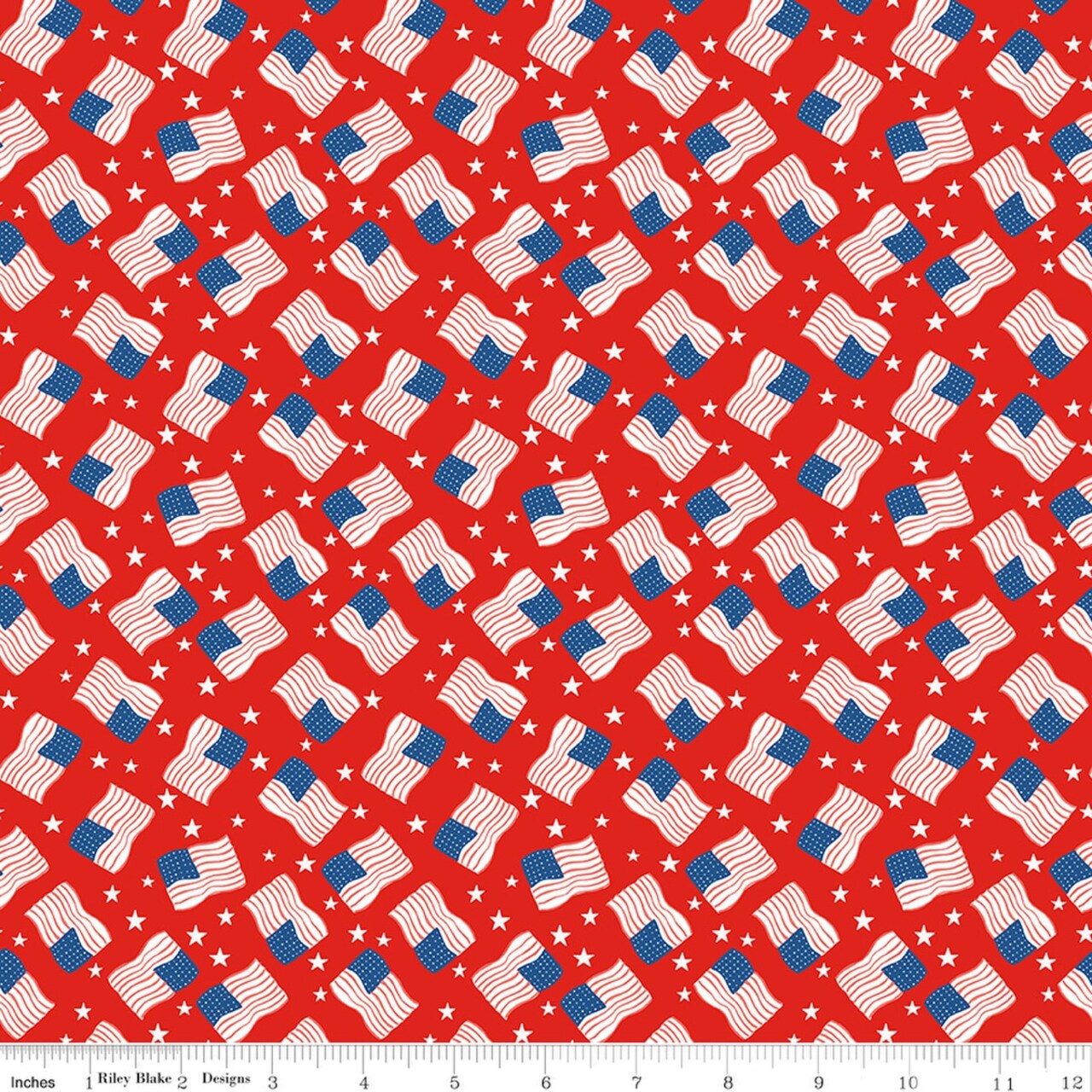 Flags in Red Hen (c17203-redhen) | Firecracker | My Mind's Eye | Riley Blake